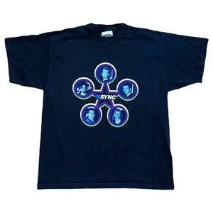 Vintage NSYNC Shirt‎ Youth M Black Band Black Cotton y2k Concert Tour